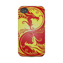 Yin Yang Dragons, red and yellow Iphone 4 Tough Covers