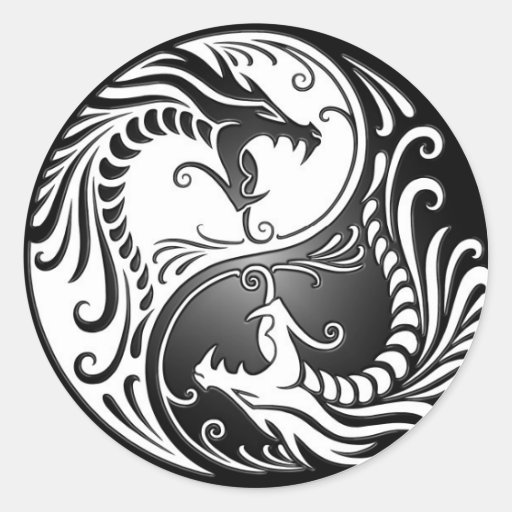 yin yang dragons round sticker zazzle yin yang dragons round sticker zazzle