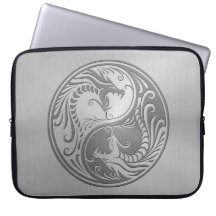 Yin Yang Dragons, stainless steel Laptop Sleeves