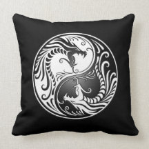 Yin Yang Dragons Throw Pillows