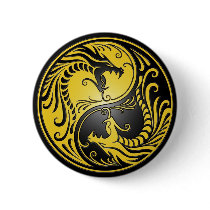 Yin Yang Dragons, yellow and black Pins