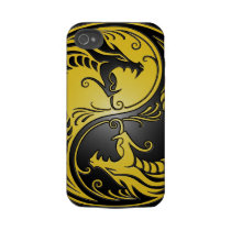 Yin Yang Dragons, yellow and black Iphone 4 Tough Cover
