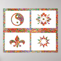 Yin Yang, Fleur de lis and Star Blast Posters