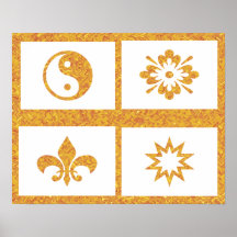 Yin Yang, Fleur de lis and Star Blast Print