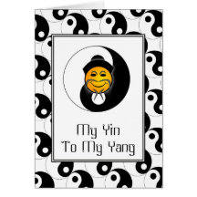 Yin Yang Happy Face Card Greeting Card
