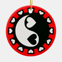 YIN YANG HEARTS BLACK & WHITE Ornament