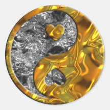 Yin & Yang / Hearts gold | abstract silver Sticker