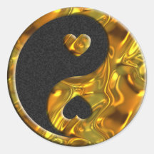 Yin & Yang / Hearts gold | black splatter Stickers