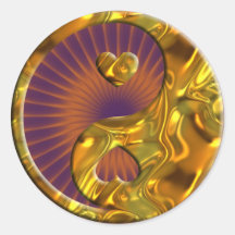 Yin & Yang / Hearts gold | orange shine Stickers