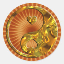 Yin & Yang / Hearts gold Sticker