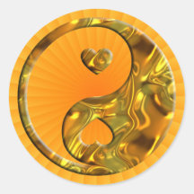 Yin & Yang / Hearts gold Stickers