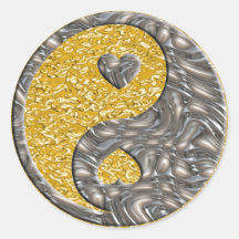 Yin & Yang / Hearts SILVER | gold splatter Sticker