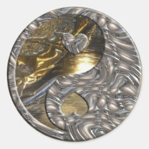 Yin & Yang / Hearts SILVER | golden river Stickers
