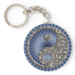 Yin & Yang / Hearts SILVER Key Chain