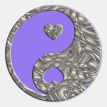 Yin & Yang / Hearts SILVER | lils splatter Round Stickers