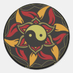 Yin Yang Lotus de floraison Adhésifs Ronds