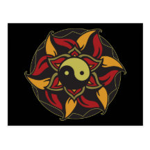 Yin Yang Lotus de floraison Cartes Postales
