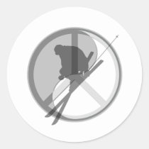 yin yang peace skiing stickers