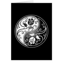 Yin Yang Roses, black Greeting Card