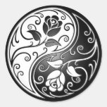Yin Yang Roses, black Stickers