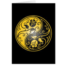 Yin Yang Roses, yellow and black Greeting Cards