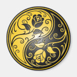Yin Yang Roses, yellow and black Magnet