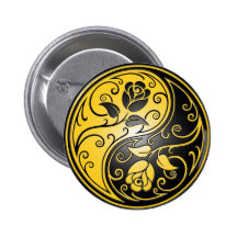 Yin Yang Roses, yellow and black Pin