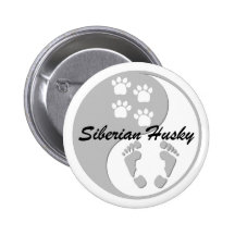 yin yang siberian husky pins
