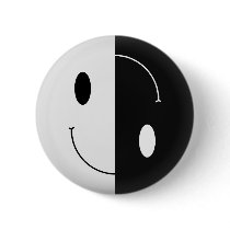 Yin Yang Smiley Pin