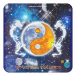 YIN-YANG SPIRIT DRAGONS of Balance & Harmony Square Stickers