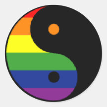 Yin-Yang-Symbol-Rainbow Round Stickers
