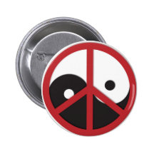Yin-Yang with Peace sign - red Buttons