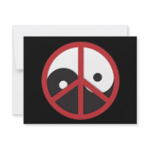 Yin-Yang with Peace sign - red Custom Announcement