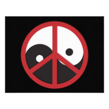Yin-Yang with Peace sign - red Custom Announcement