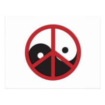 Yin-Yang with Peace sign - red Postcards