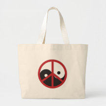 Yin-Yang with Peace sign - red Tote Bag