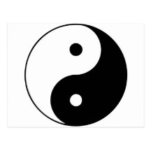 Yin Yang Ying Taoism Sign Chinese Taijitu Black Postcard