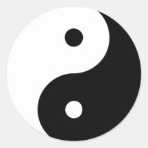 Yin Yang Ying Taoism Sign Chinese Taijitu Black Round Sticker