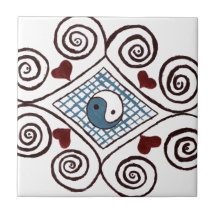 ying yang curly earth tones 2 tiles