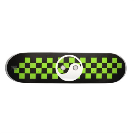 yinyang checkers lime skateboards
