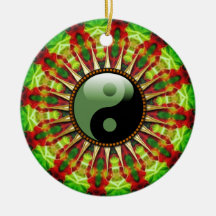 YinYang Mexican Sun flower Ceramic Ornament