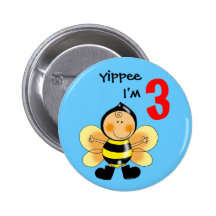 Yippee I'm 3 Pinback Buttons