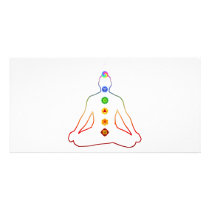 Yoga Asana Siddhasana Pose with 7 Chakras Photo Greeting Card