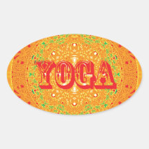 Yoga Mandala Design Oval Stickers