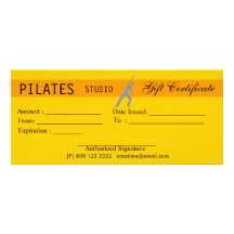Yoga Pilates Gift Certificate Giveaway Personalized Rack Card