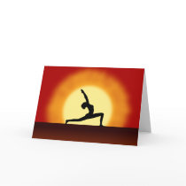 Yoga Pose Silhouette Sunririse Greeting Cards
