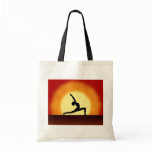 Yoga Pose Silhouette Sunrise  Budget Tote Bags