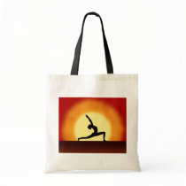 Yoga Pose Silhouette Sunrise  Budget Tote Bags