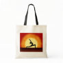 Yoga Pose Silhouette Sunrise  Budget Tote Bags