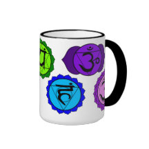 YOGA REIKI SEVEN CHAKRA SYMBOLS MUG.